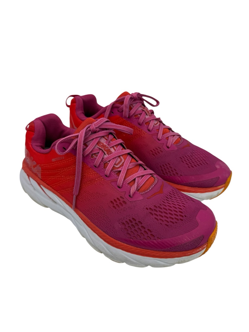 Hoka One One Clifton 6 Running Shoes Sz 9 D Wide Pink/Purple/Red Walking Comfort
